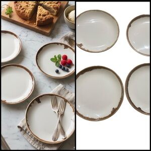 4 Dudson Harvest Handcrafted Natural Dessert/Salad Virtified Ceramic Plate 6.5”